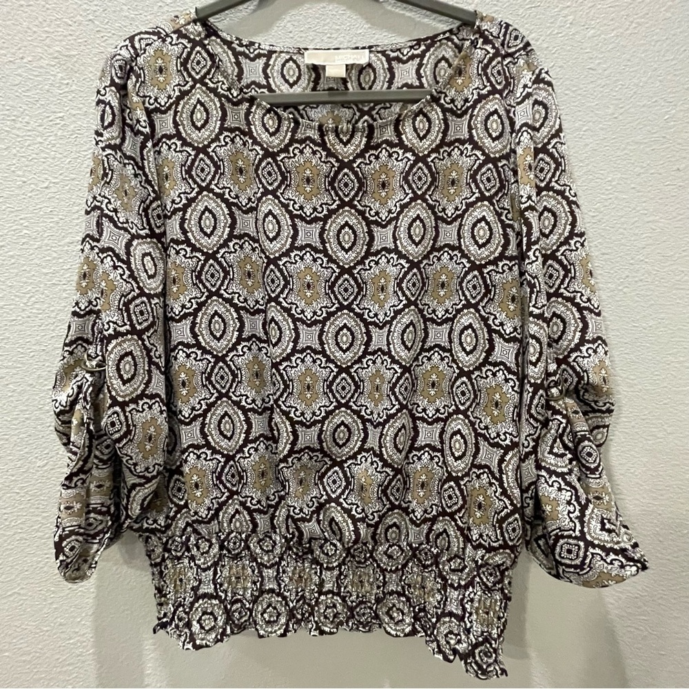 Michael Kors Black and Gold Geometric Blouse